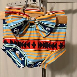 Colorful Striped Baby Bloomers with Head Bow